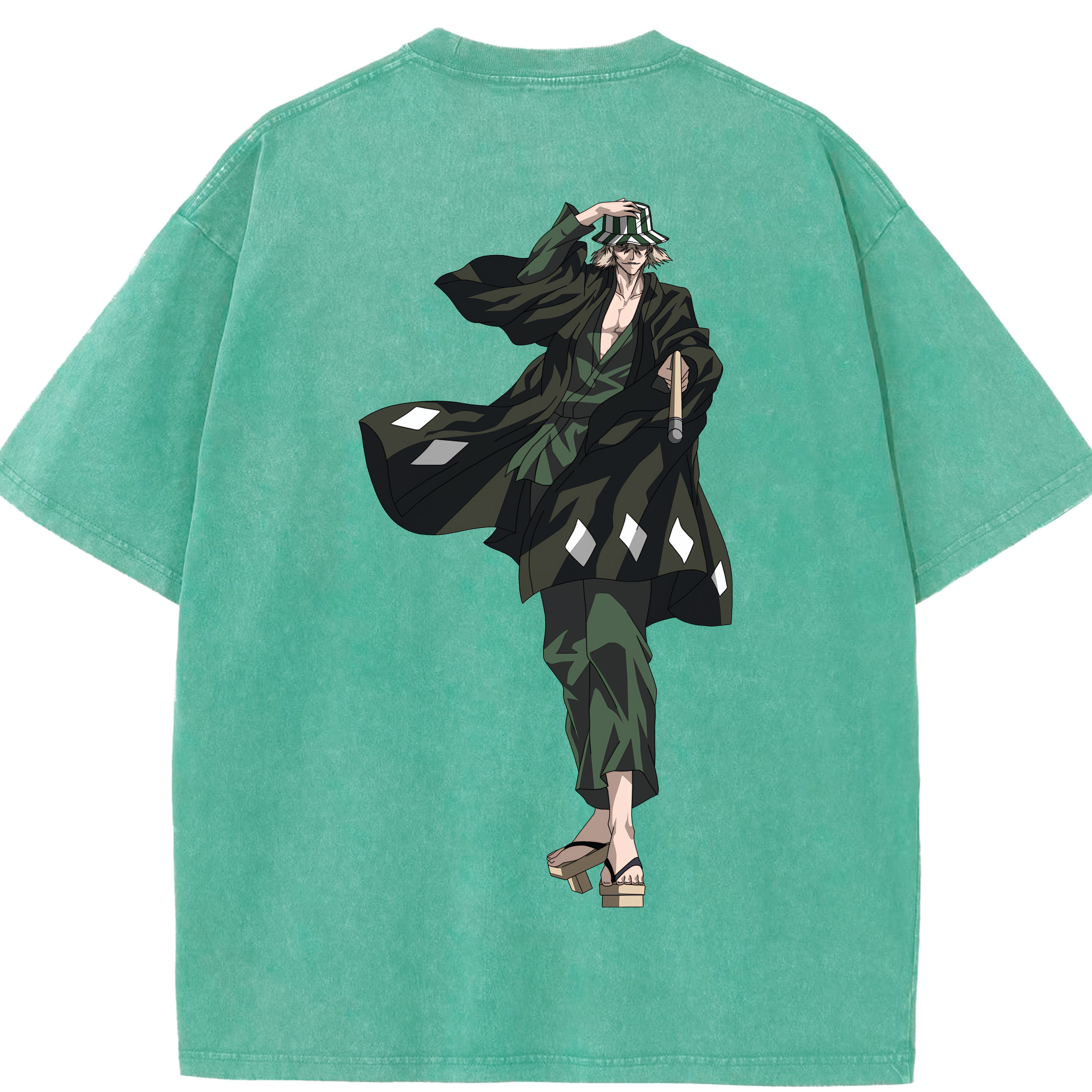 （画像用） "ブリーチ 浦原 喜助（うらはら きすけ） BLEACH Urahara Kisuke " 綿100% ヴィンテージ風 半袖Tシャツ（背面プリント）